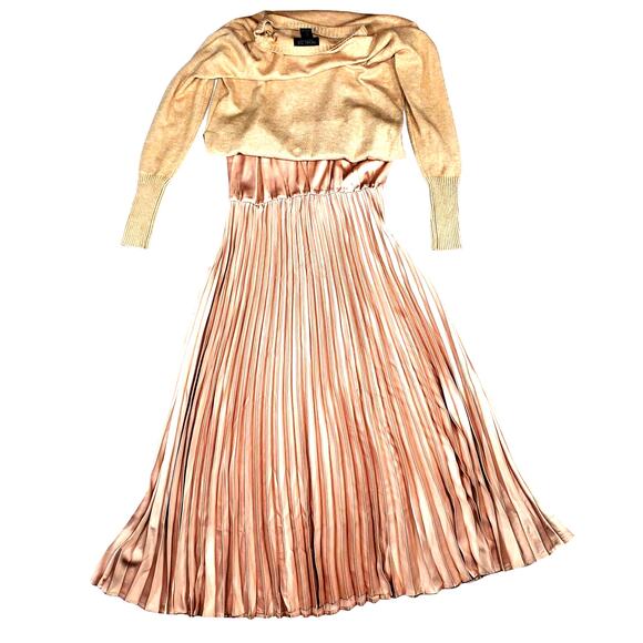 Rachel Zoe 2-Piece Sweater Slip Dress Set Beige Size Small Trendy RN# 160656 - Picture 2 of 9